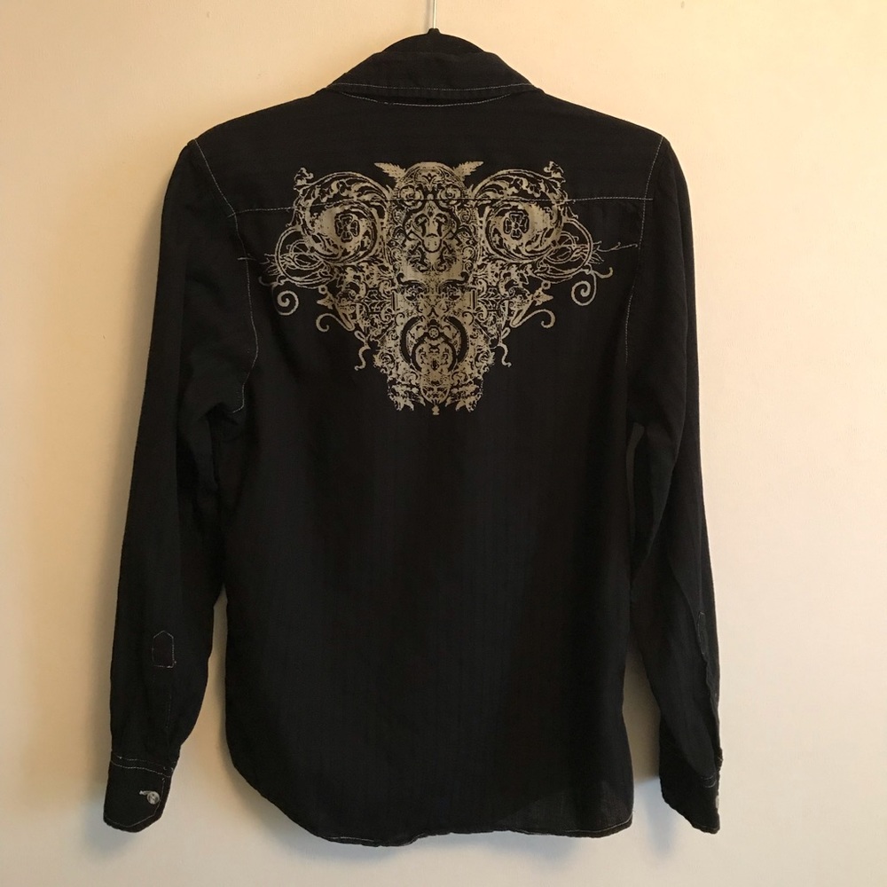 Straight Faded button down top embroidered medium - Picture 2 of 6